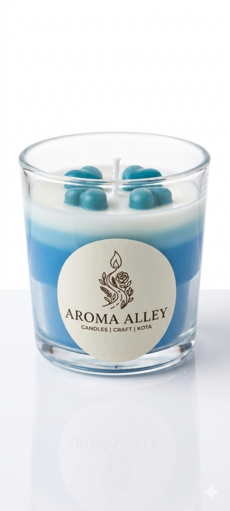 marble finish sky blue candle