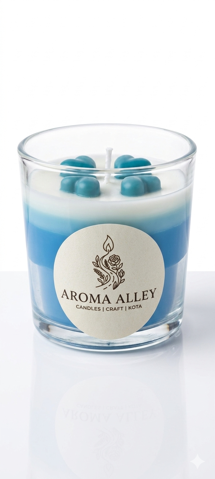 marble finish sky blue candle