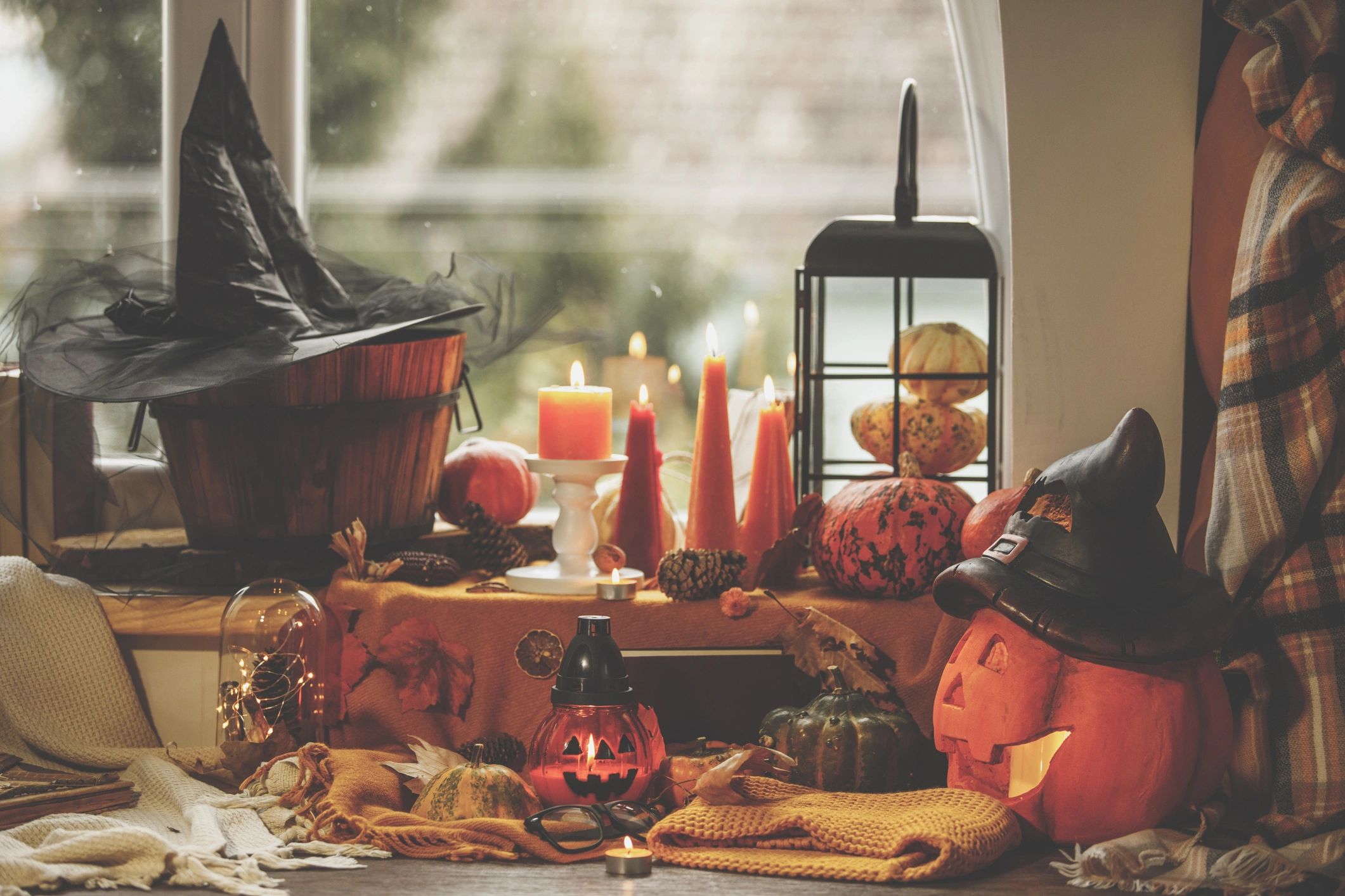 Luxury candles styled in a boutique setting