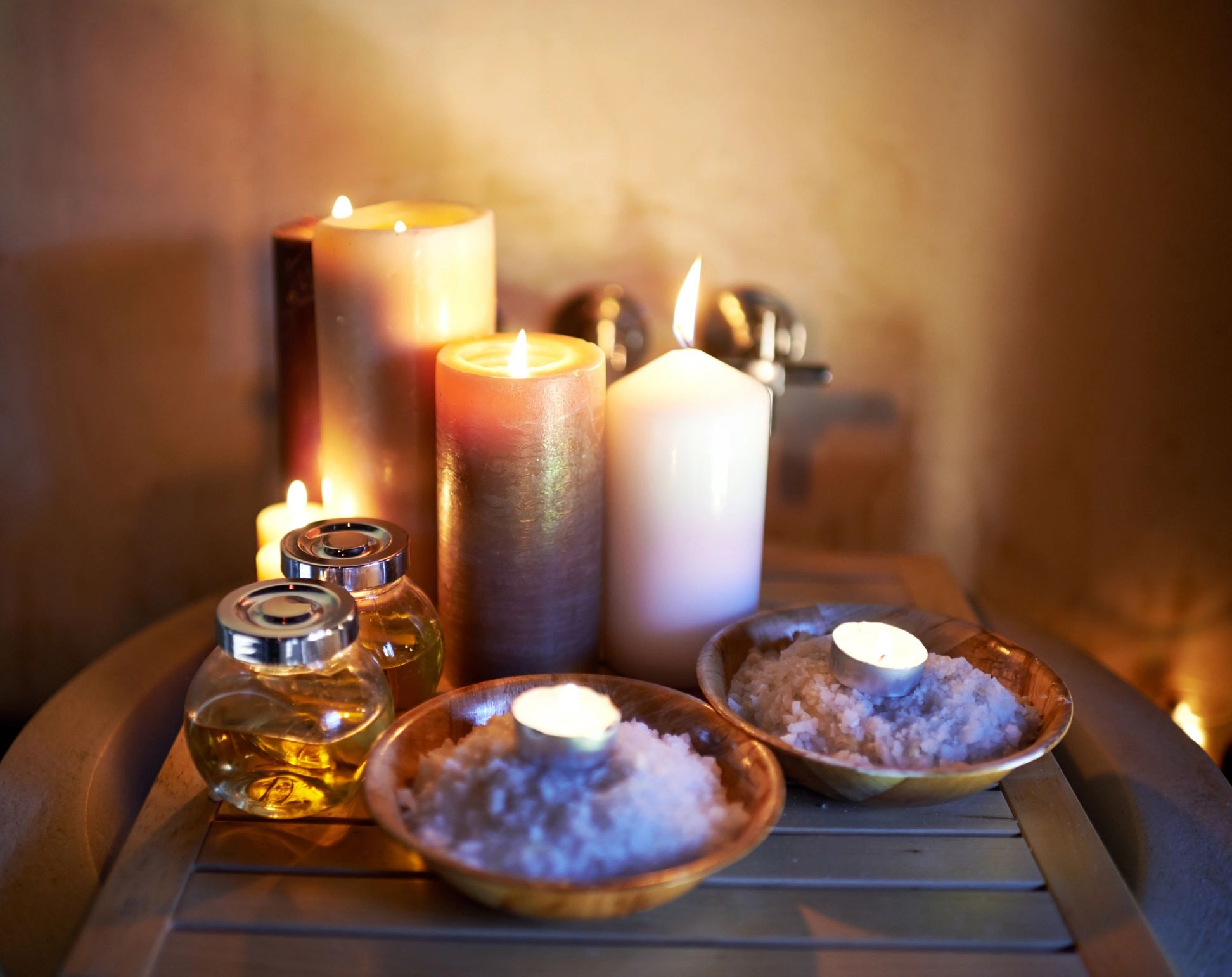 Relaxing aromatherapy candle arrangement